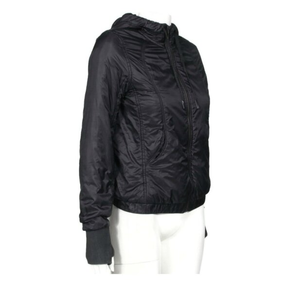 LULULEMON Lightly Padded Full Zip Black Hooded Jacket sz 4 /457 - Picture 4 of 8